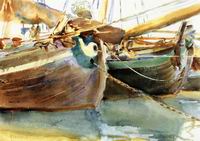 (image for) Handmade oil painting Copy paintings of famous artists John Singer Sargenti's art Boats Venice